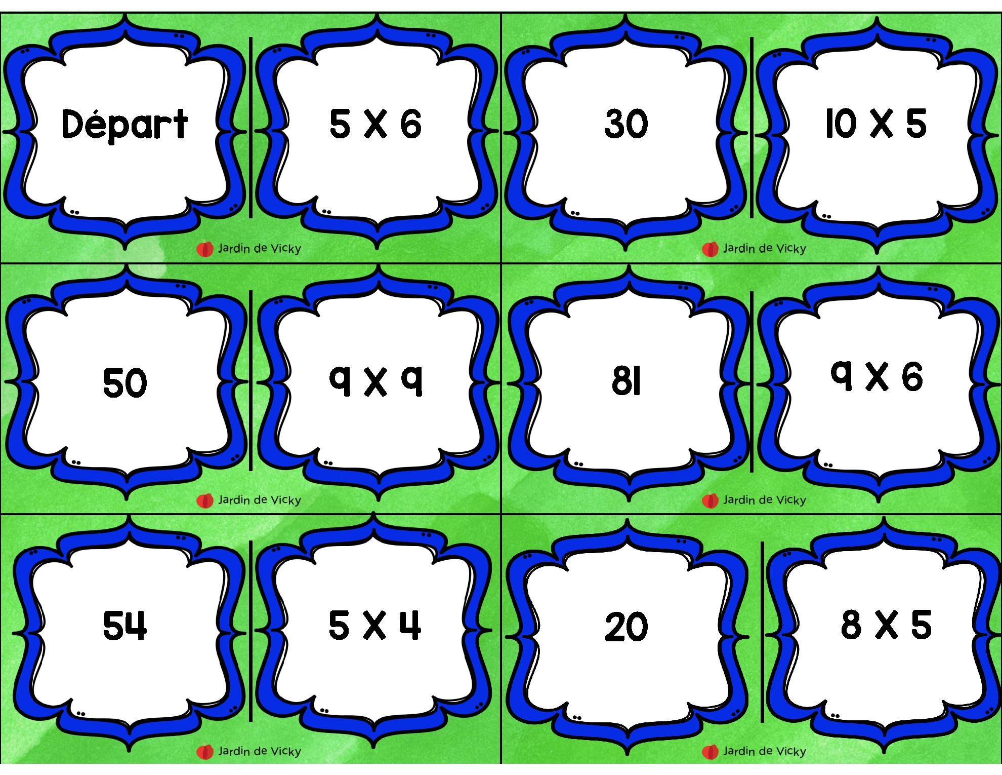 Le grand jeu des dominos Multiplications Jardin de Vicky Le grand jeu des dominos Multiplications Jardin de Vicky