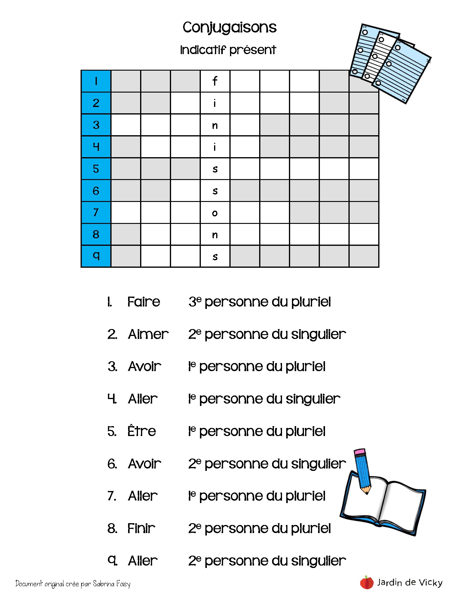 Conjugaison Joindre Au Présent De L Indicatif Jouons avec les verbes - 3e année | Jardin de Vicky